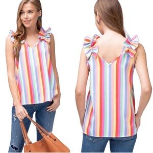 entro candy stripe ruffle top small s